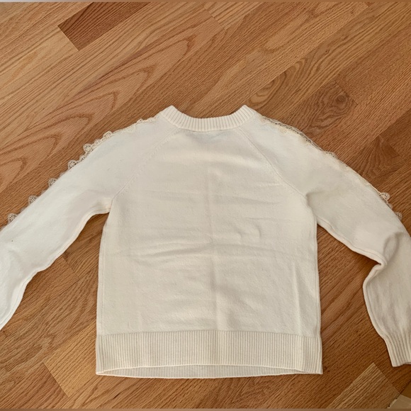 LOFT Women's White Sweater with Lace Accents - Picture 4 of 5